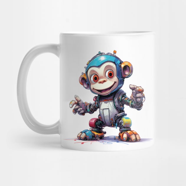 Cartoon monkey robots. T-Shirt, Sticker. by AndreKENO